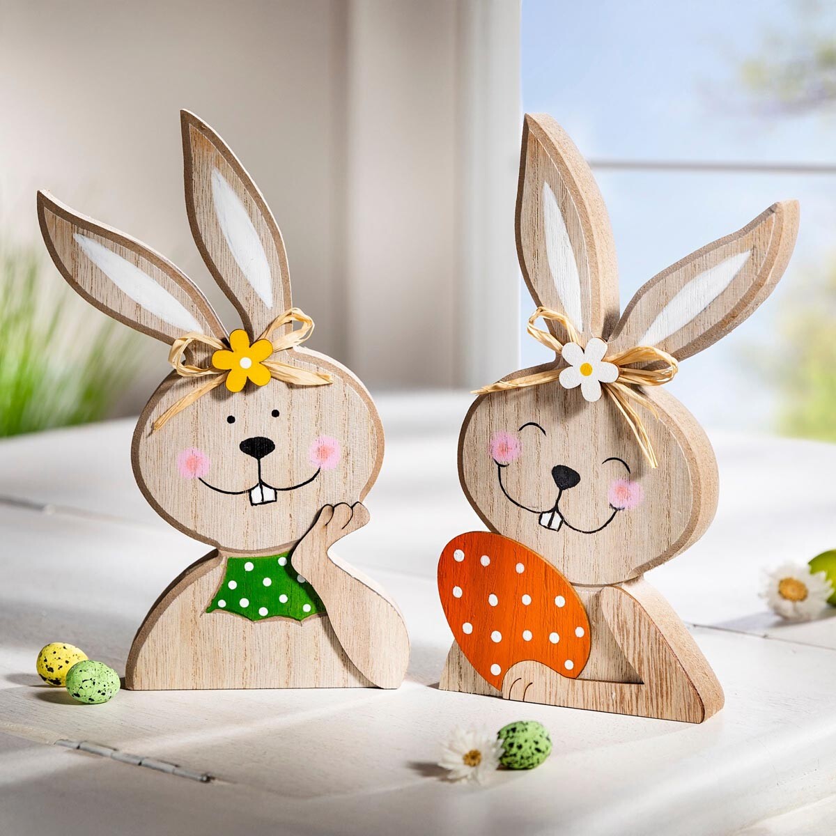 Drevená dekorácia Lisa a Lotta sada, 2 ks