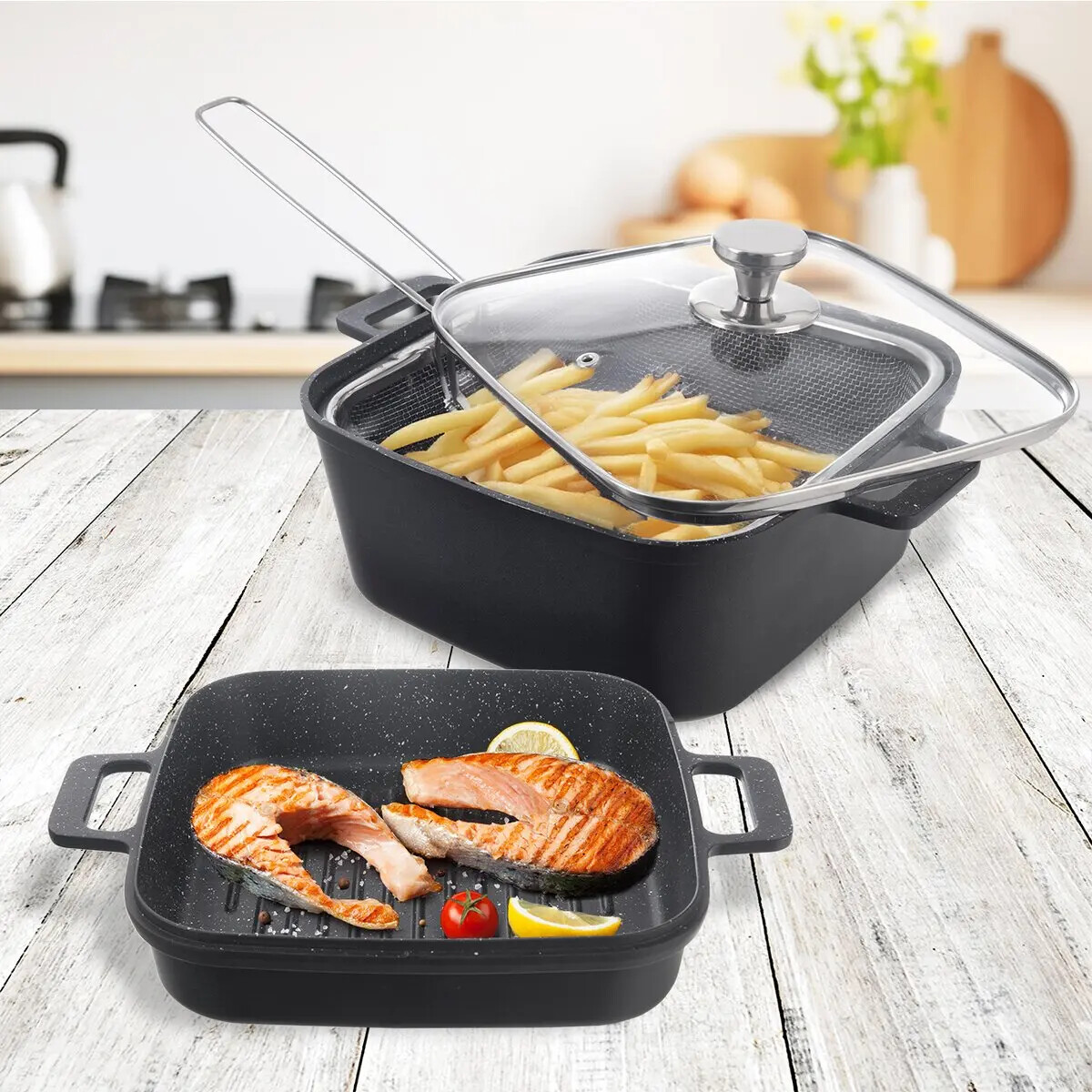 Pekáč GRANDE s vekom a fritovacím košíkom Pekáč GRANDE s vekom a fritovacím košíkom
