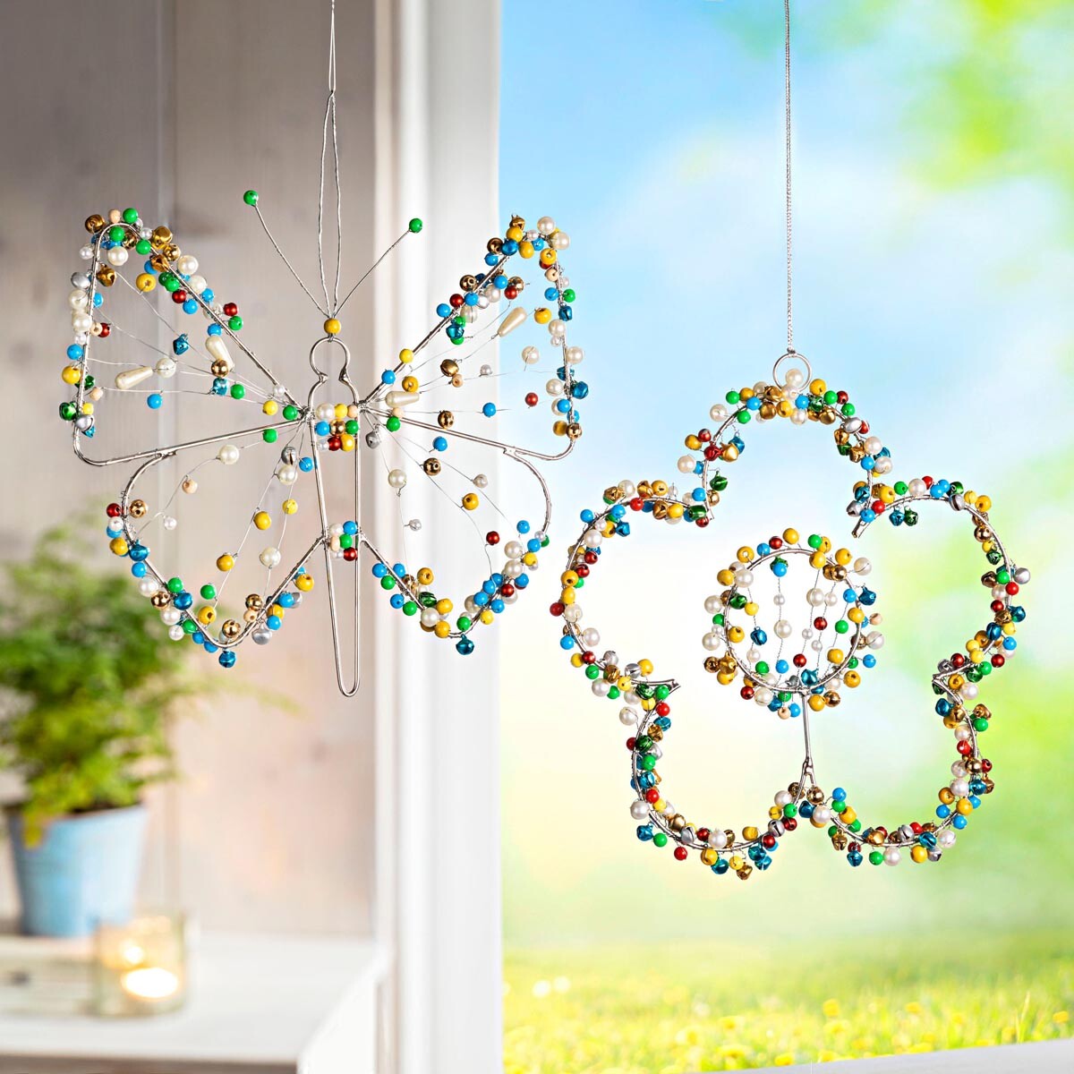 Závesná dekorácia Jarné korálky, sada 2 ks