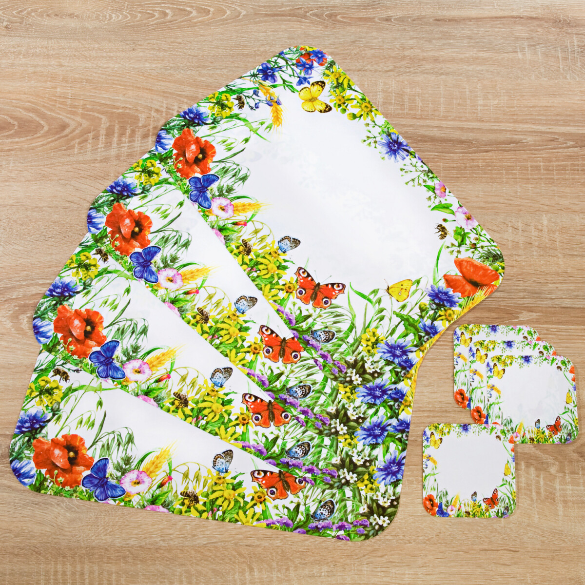 6 prestieraní + 6 podložiek pod poháre Lúčne kvety