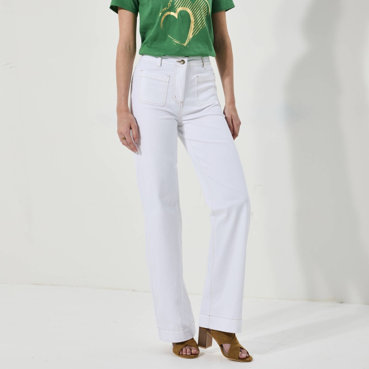 Široké džínsy pre postavu 160 až 165 cm