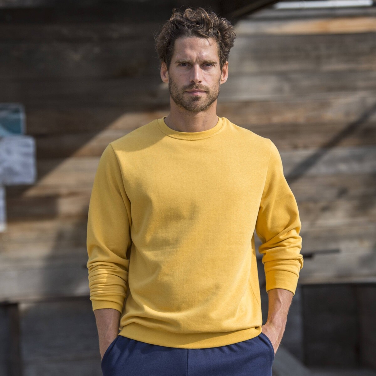 Mikina s okrúhlym výstrihom z česaného moltonu