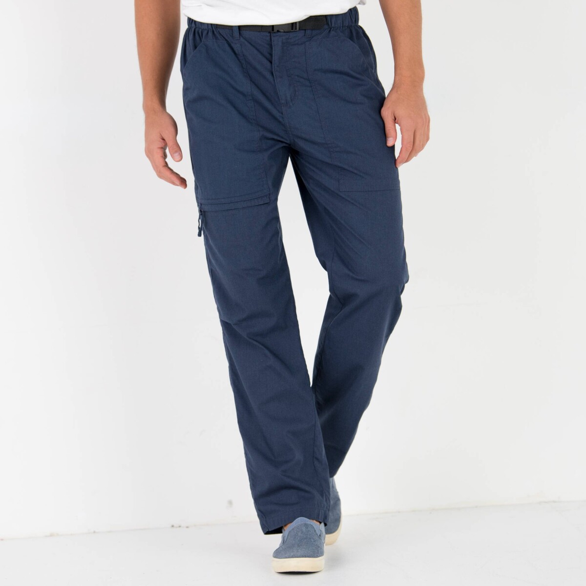 Plátené dlhé nohavice s vreckami a pružným pásom