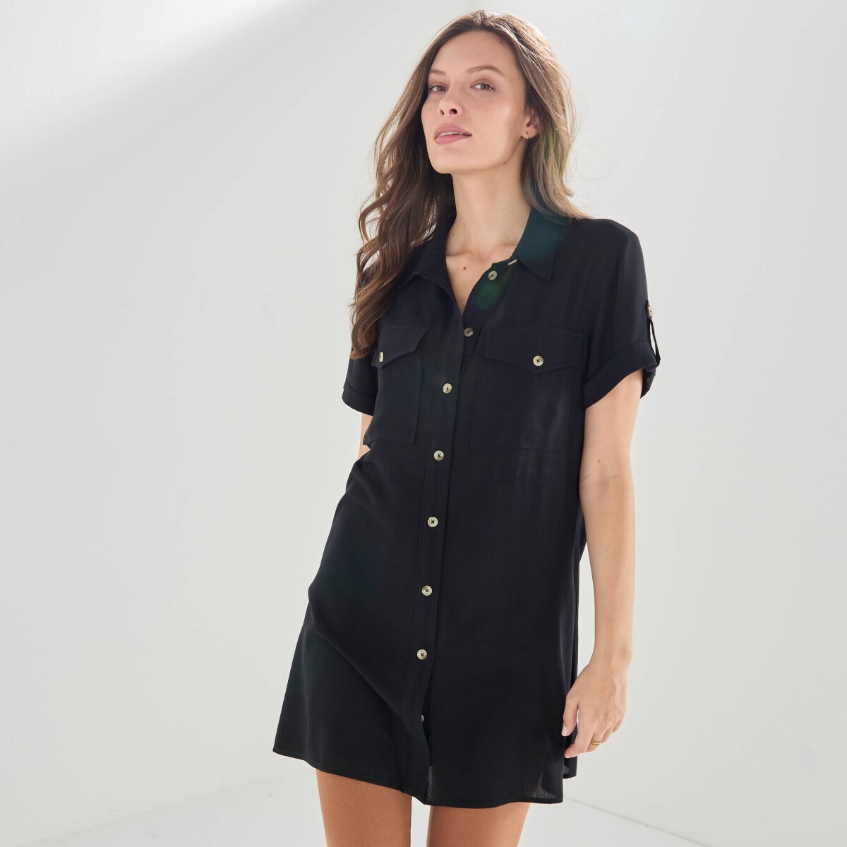 Dlhá košeľa s krátkymi rukávmi