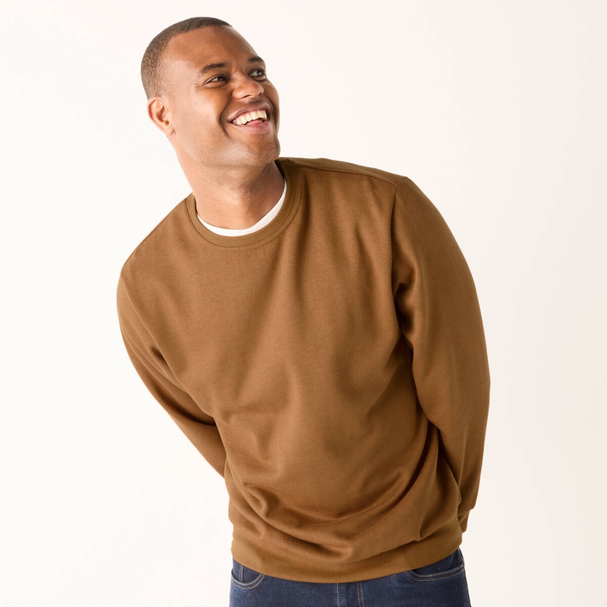 Mikina s okrúhlym výstrihom z česaného moltonu