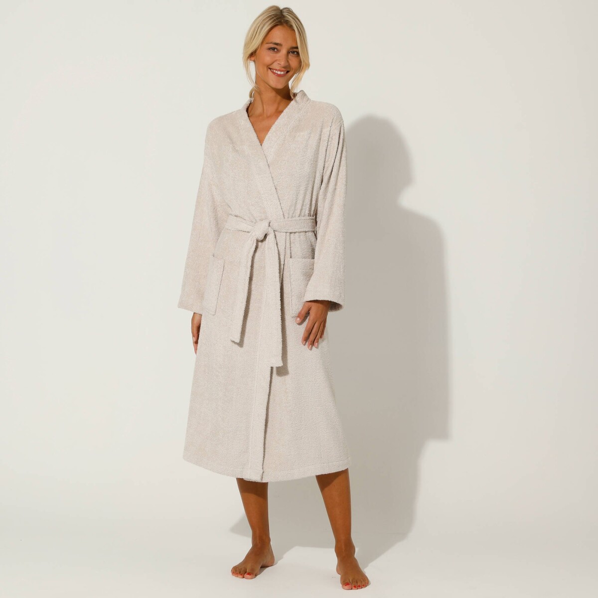 Jednofarebný župan z buklé froté zn. Colombine® s kimono golierom