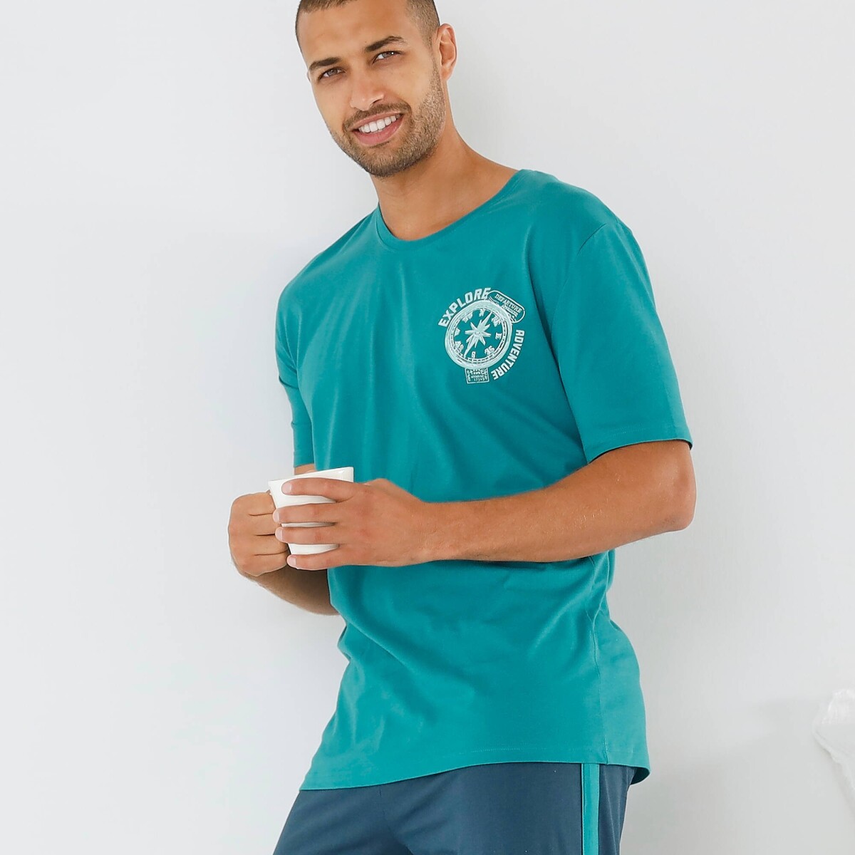 Pyžamové tričko s potlačou a krátkymi rukávmi