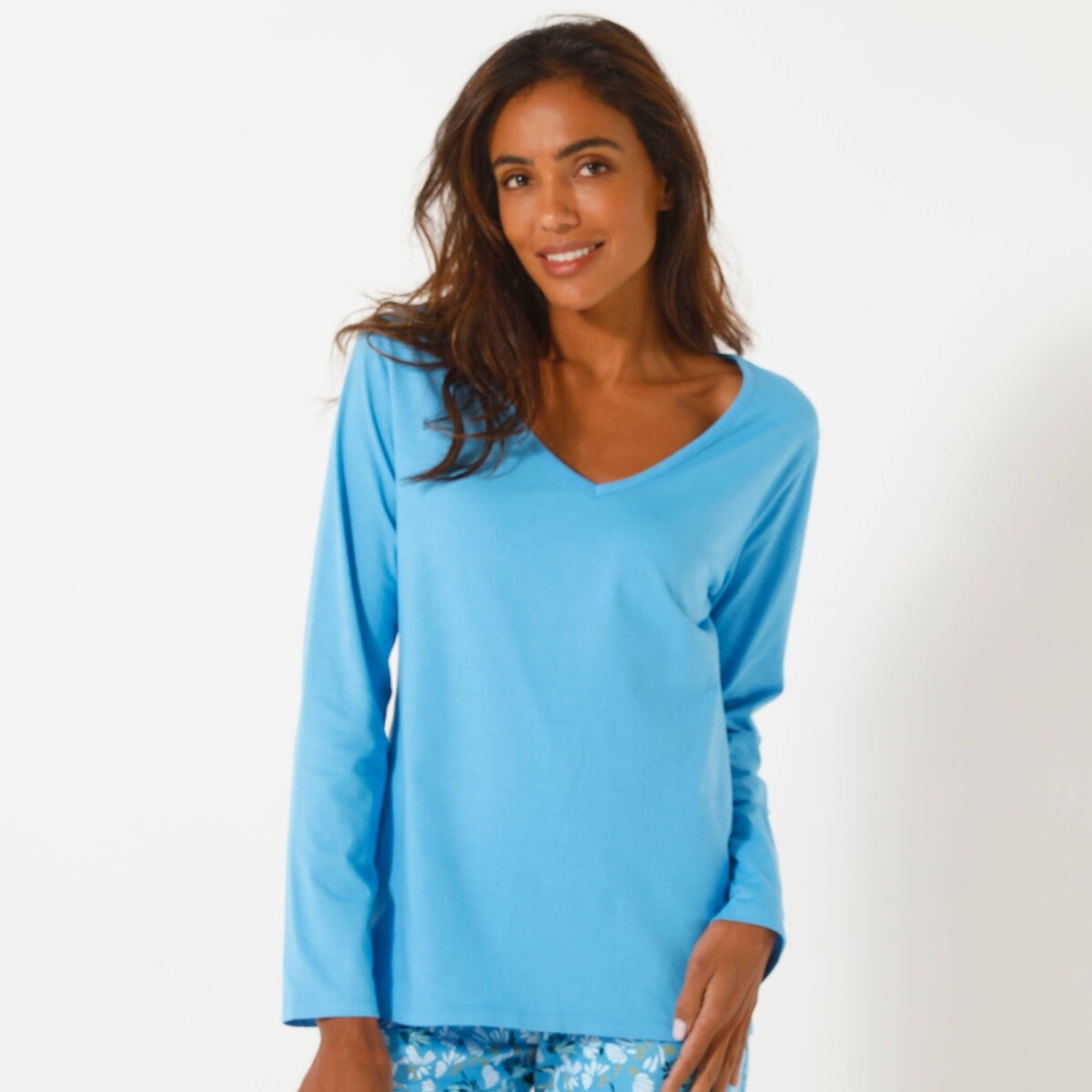 Jednofarebné pyžamové tričko s dlhými rukávmi