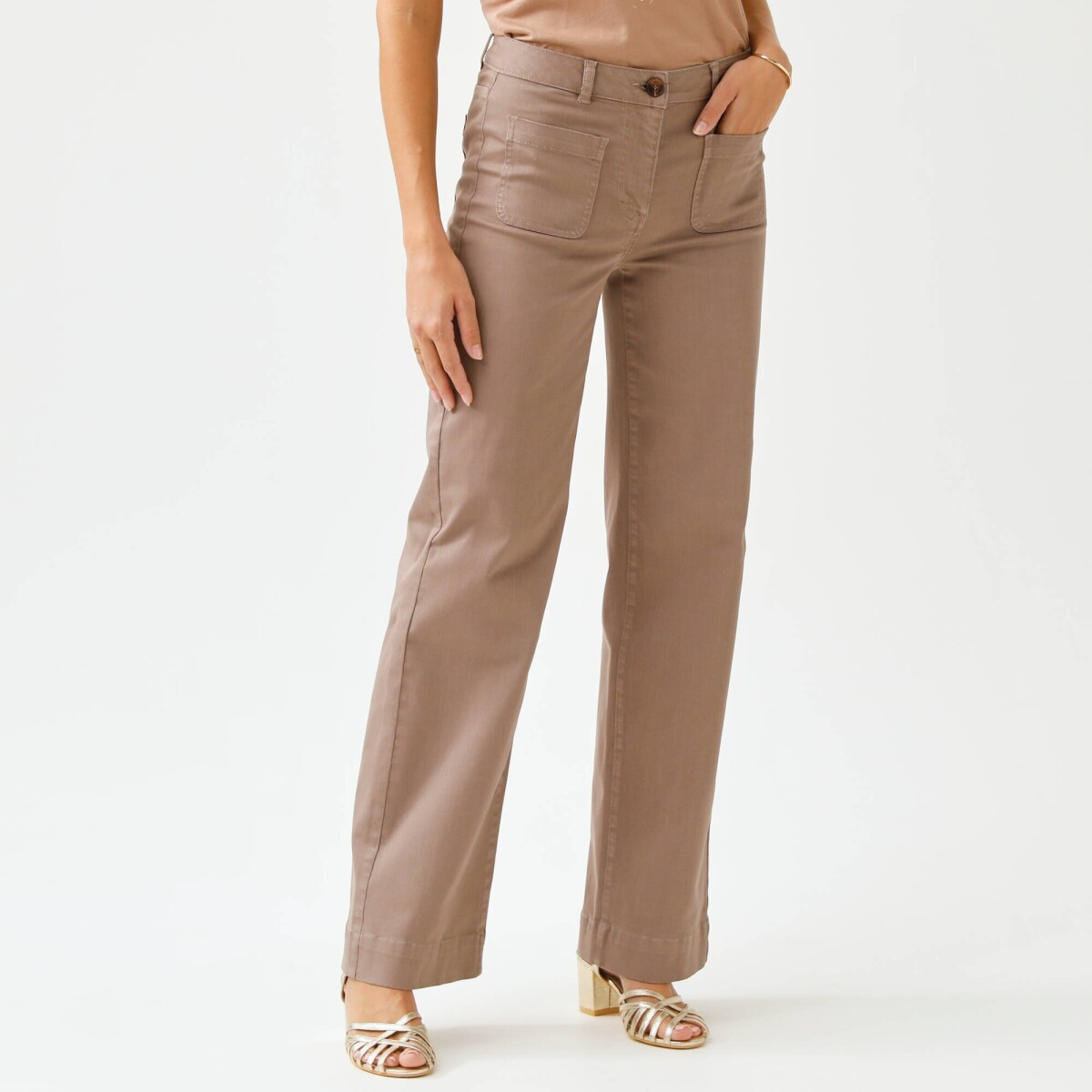 Široké keprové nohavice s vysokým pásom pre nižšiu