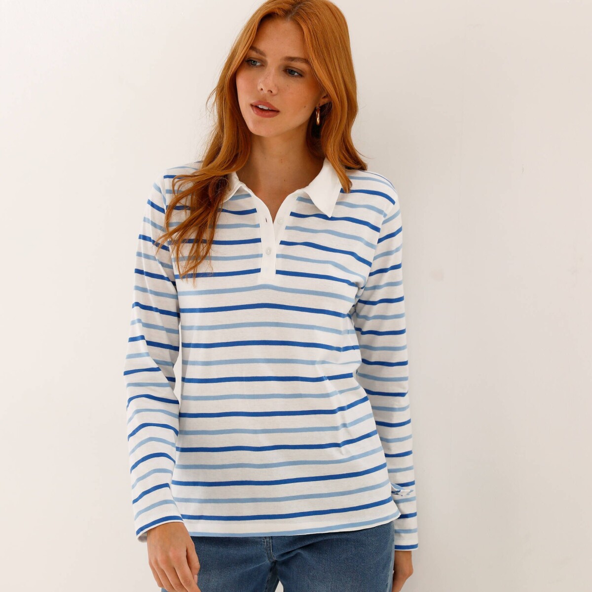 Prúžkované tričko s golierom