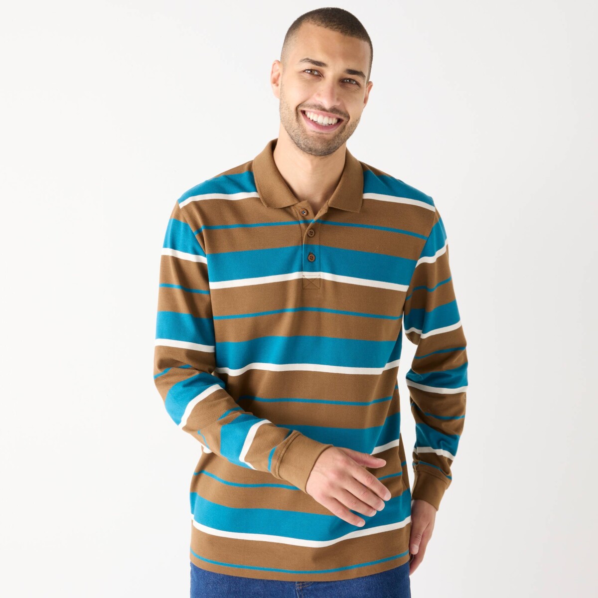 Pruhované polo tričko z piké úpletu s dlhými rukávmi