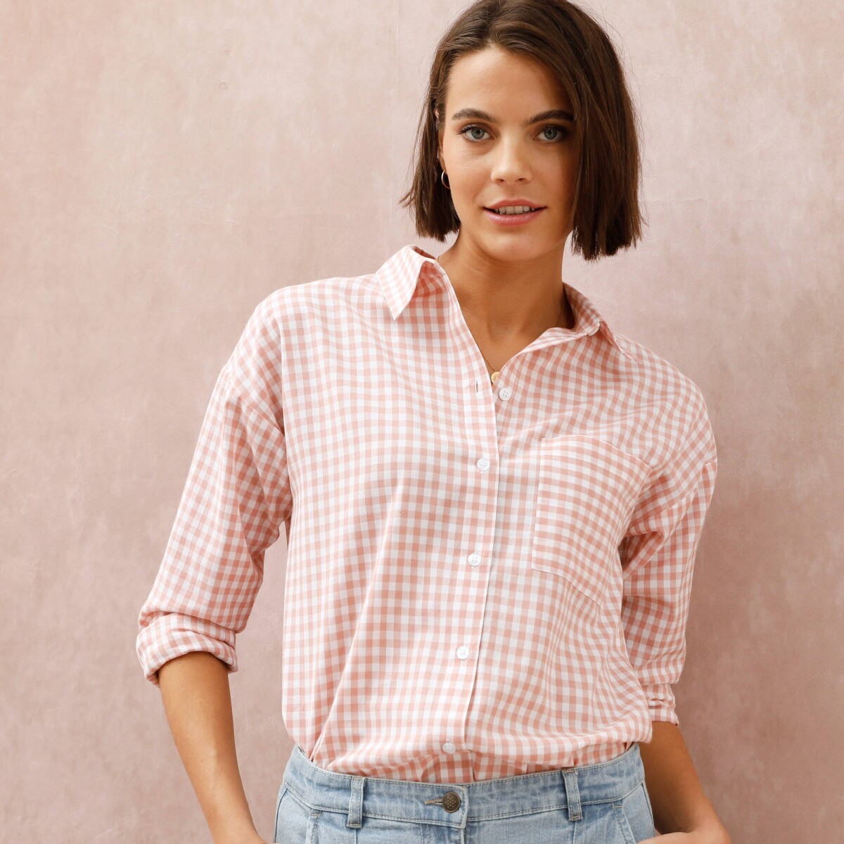 Dlhá košeľa s vichmi kockou