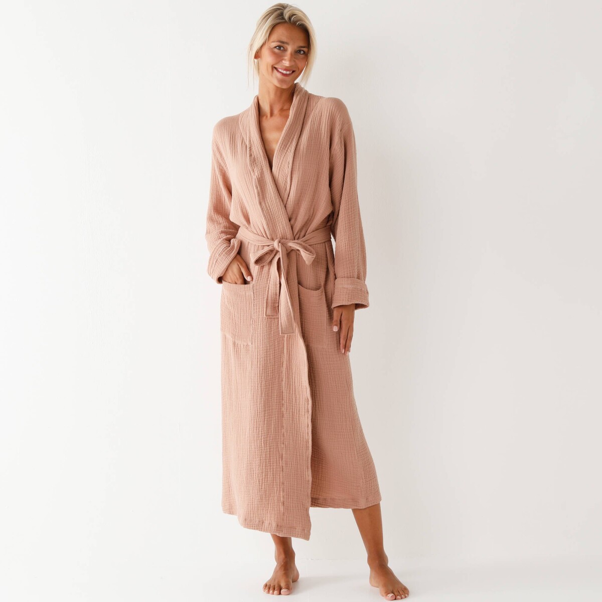 Jednofarebný župan z trojitej bavlnenej gázoviny