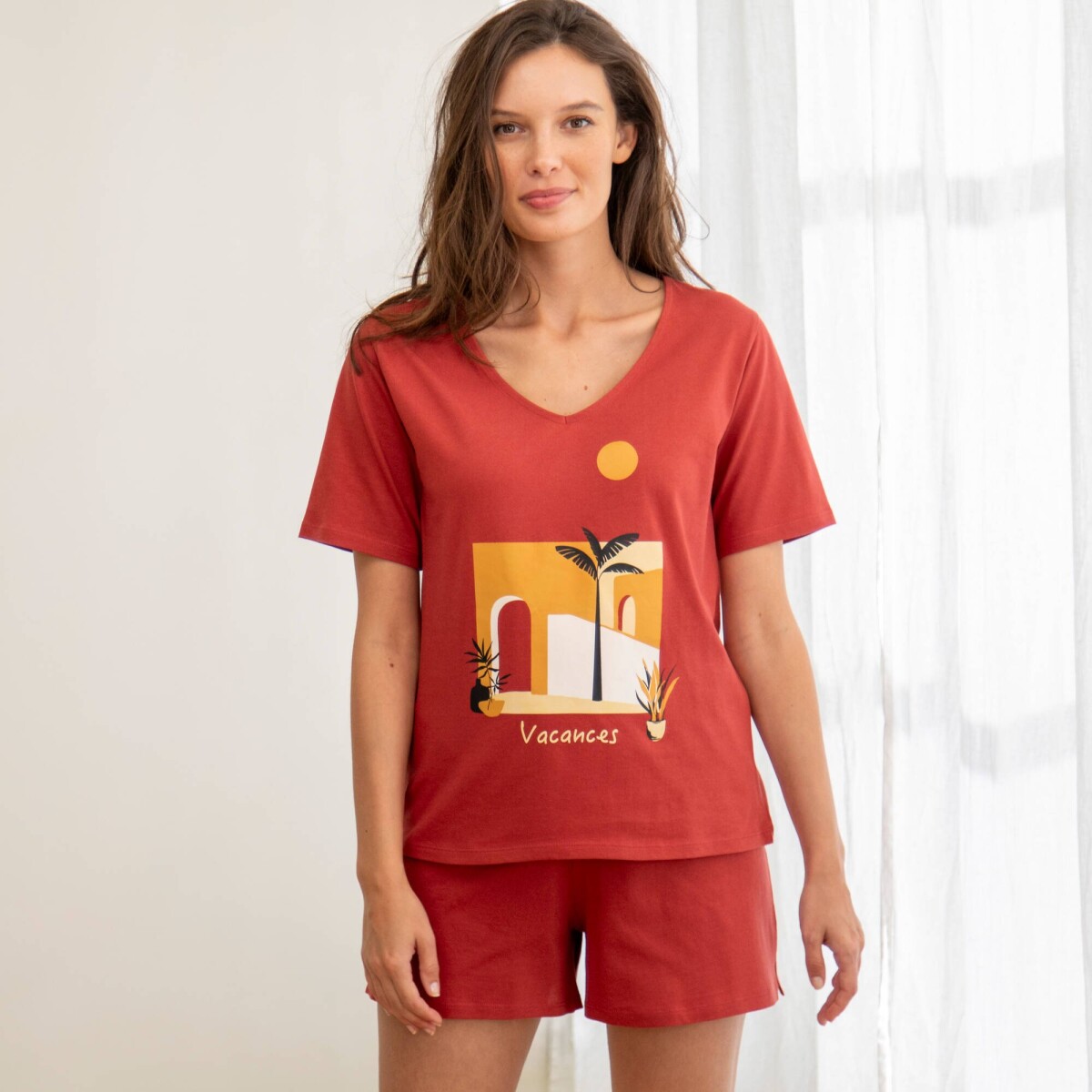 Pyžamo so šortkami a potlačou exotickej krajiny