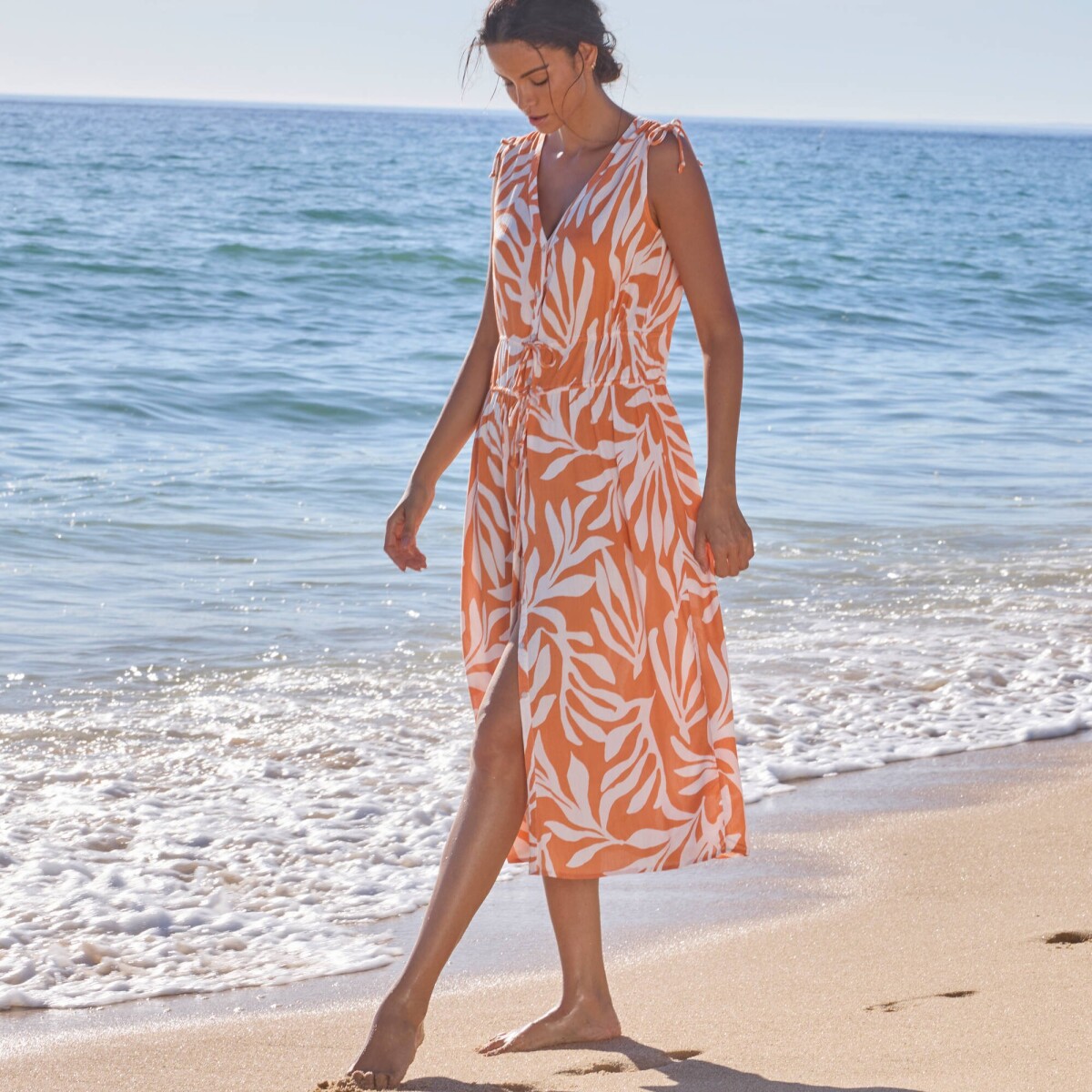 Plážové šaty na zapínanie, s potlačou