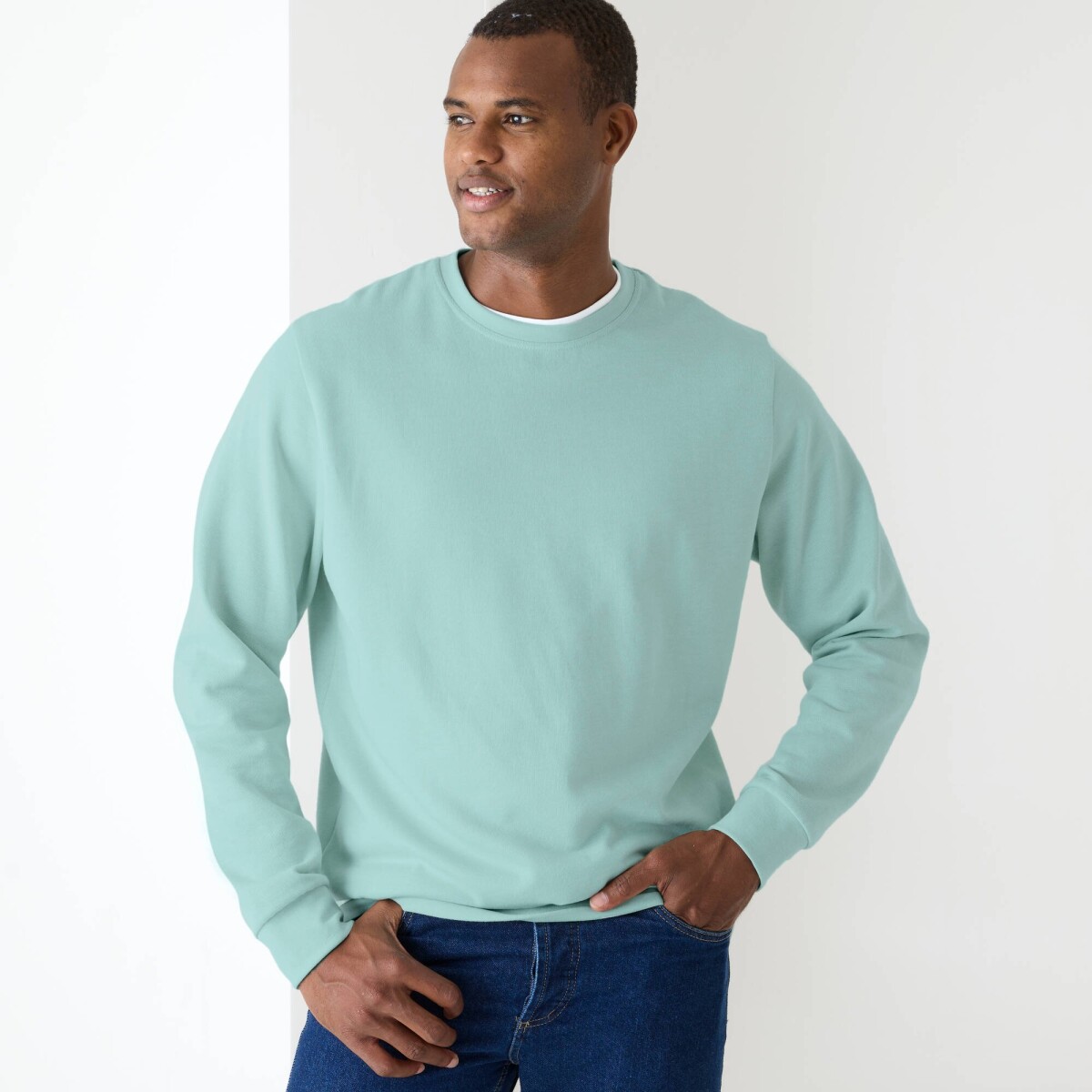 Mikina s okrúhlym výstrihom z česaného moltonu