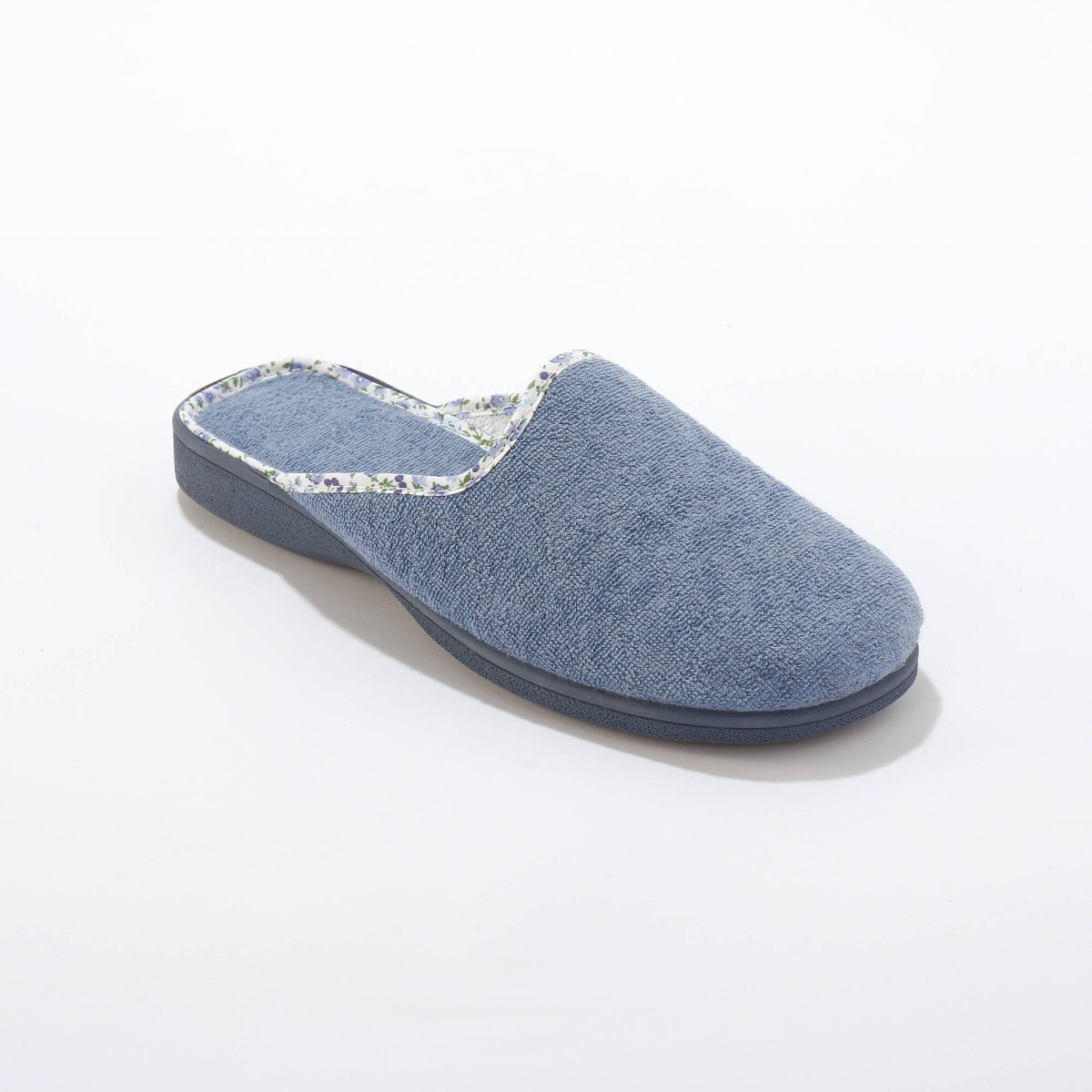 Froté šľapky s kvetinovou lemovkou