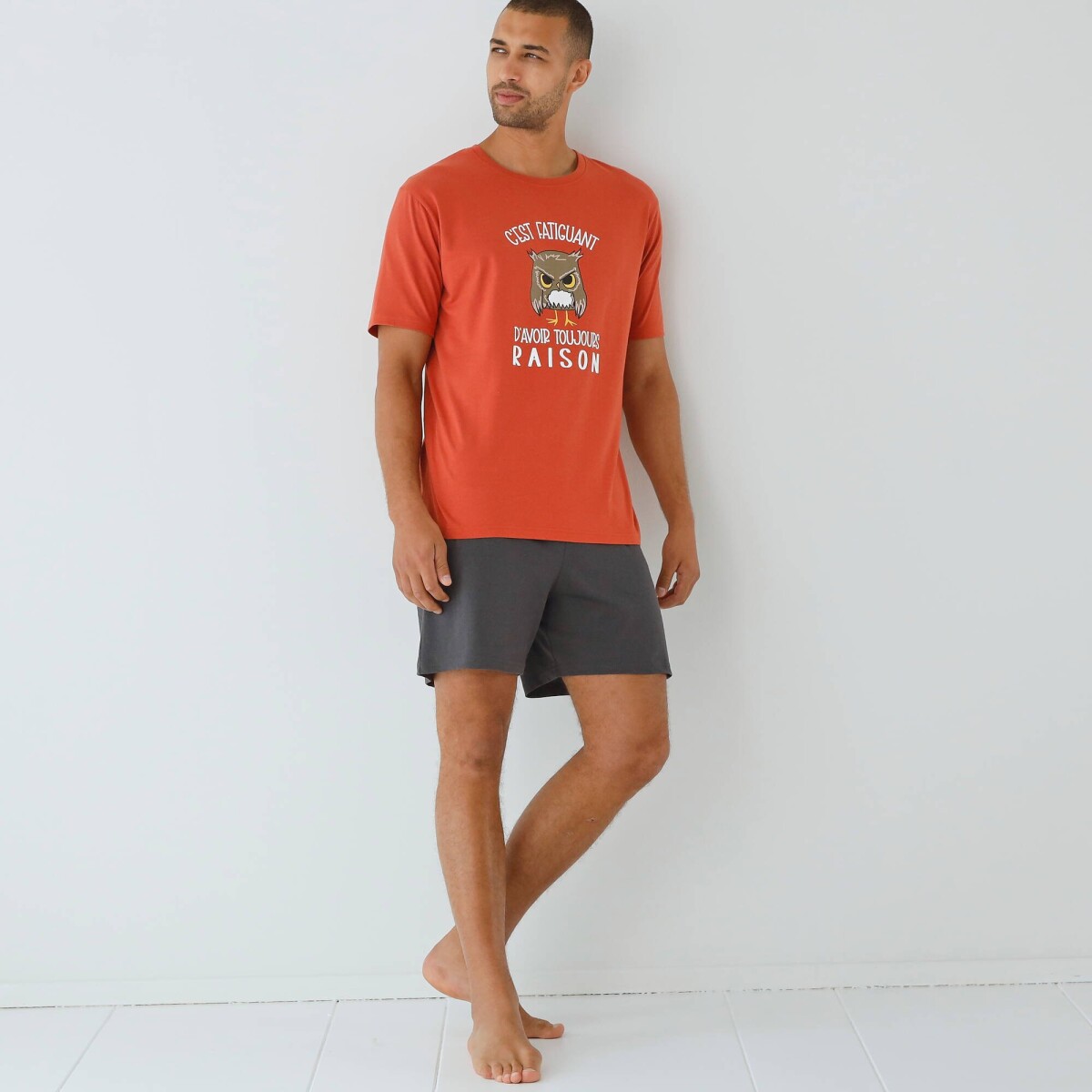 Pyžamo so šortkami a potlačou sovy