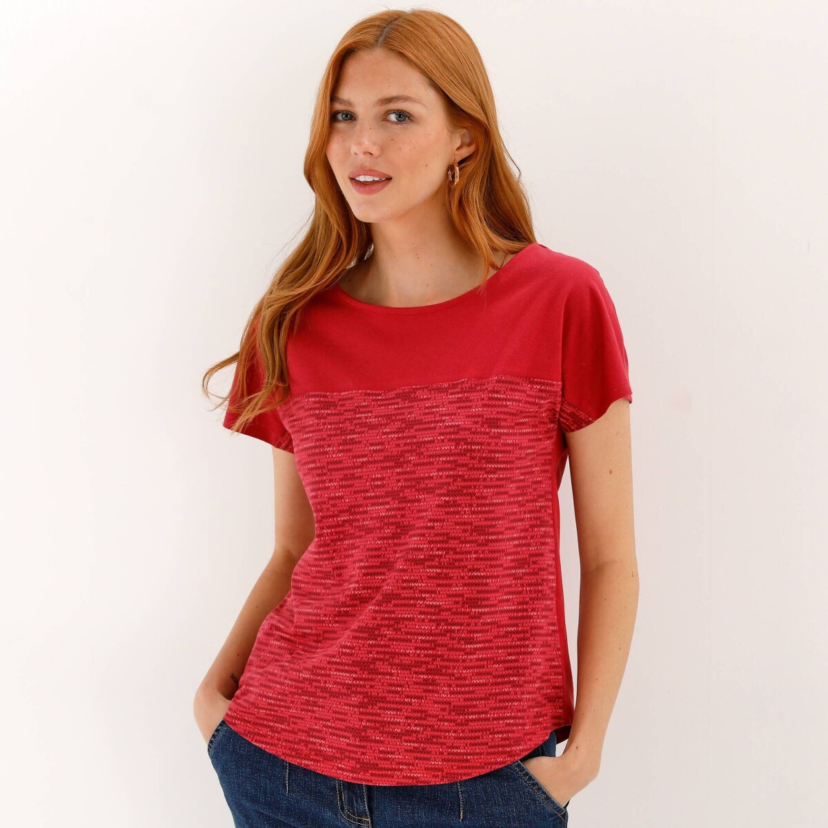 Tričko s okrúhlym výstrihom a melírom