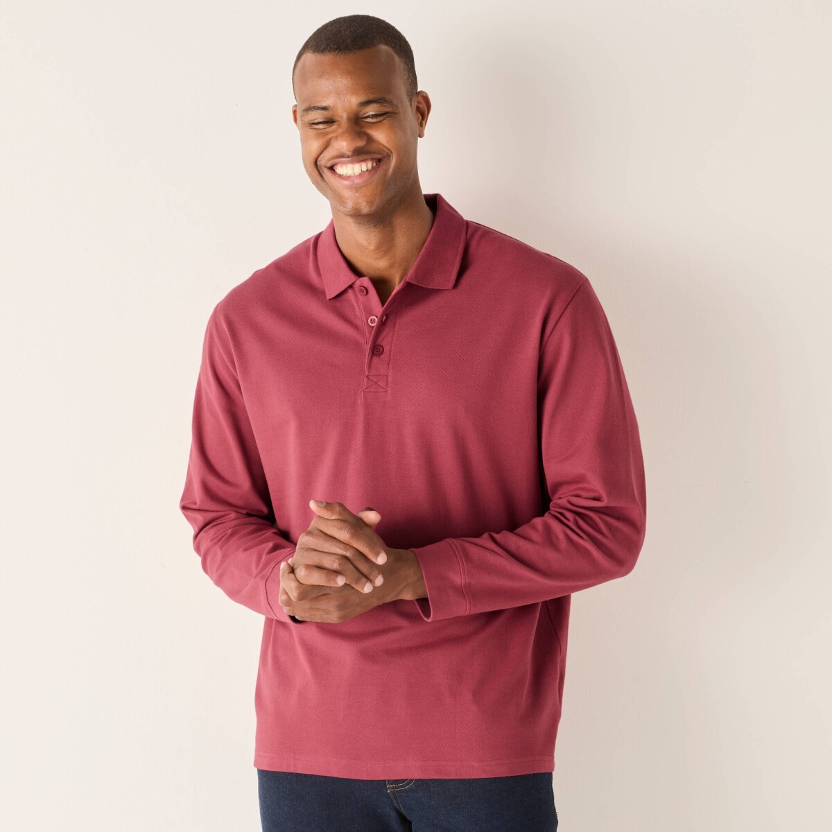 Jednofarebné polo tričko s dlhými rukávmi