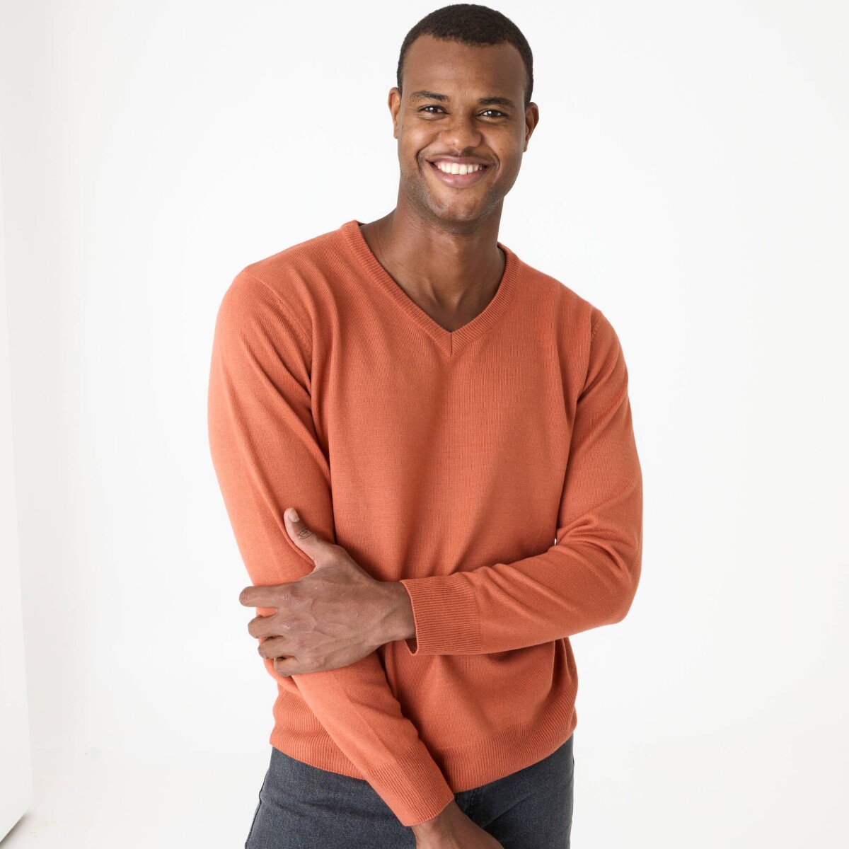 Pulóver s výstrihom do V, 100 % akryl