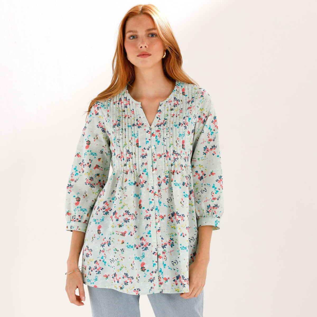 Tunika so zámikmi a potlačou kvetín