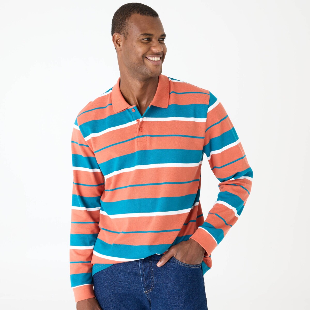 Pruhované polo tričko z piké úpletu s dlhými rukávmi