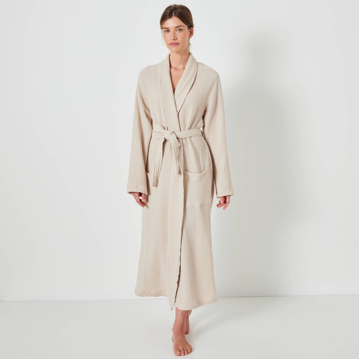 Jednofarebný župan z trojitej bavlnenej gázoviny