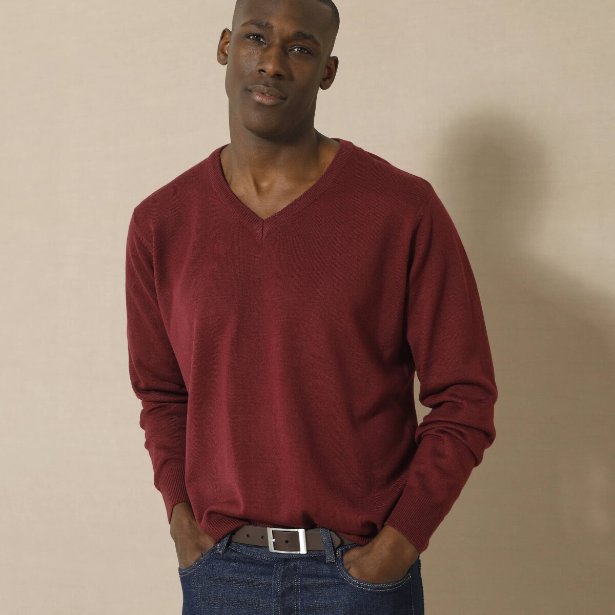 Pulóver s výstrihom do V, 100 % akryl