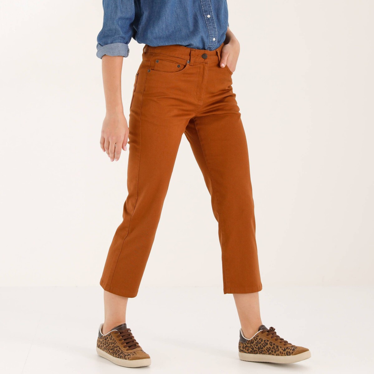 Rovné 7/8 jednofarebné nohavice