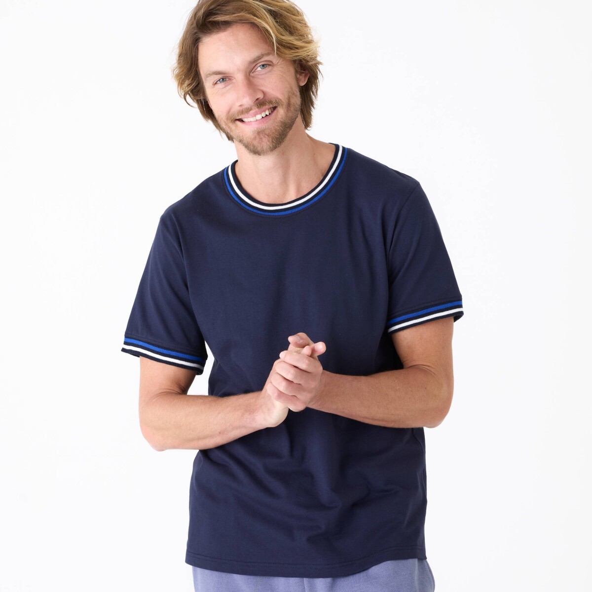 Tričko s krátkymi rukávmi a prúžkovanými lemami