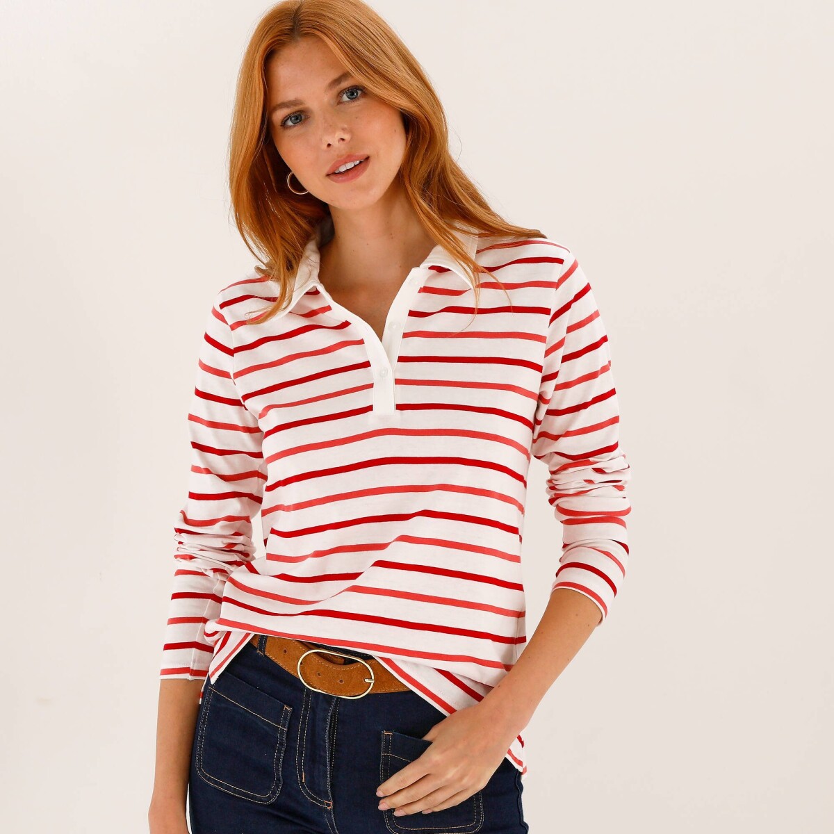 Prúžkované tričko s golierom