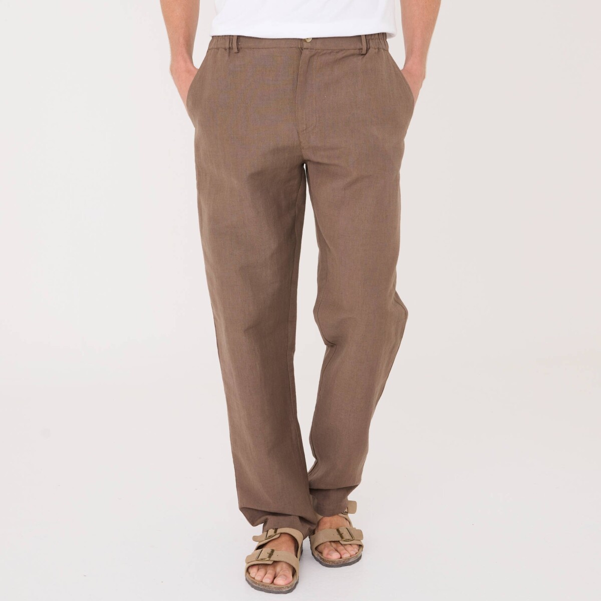 Nohavice zo zmesi bavlny a ľanu s pružným pásom