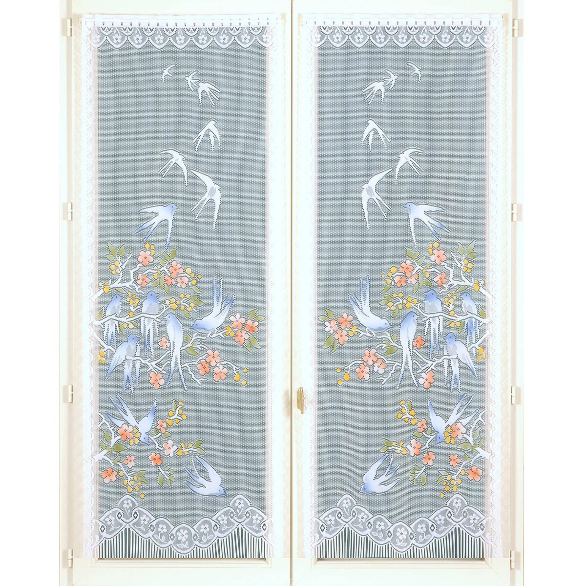 Rovná záclona s motívom lastovičiek, 1 pár