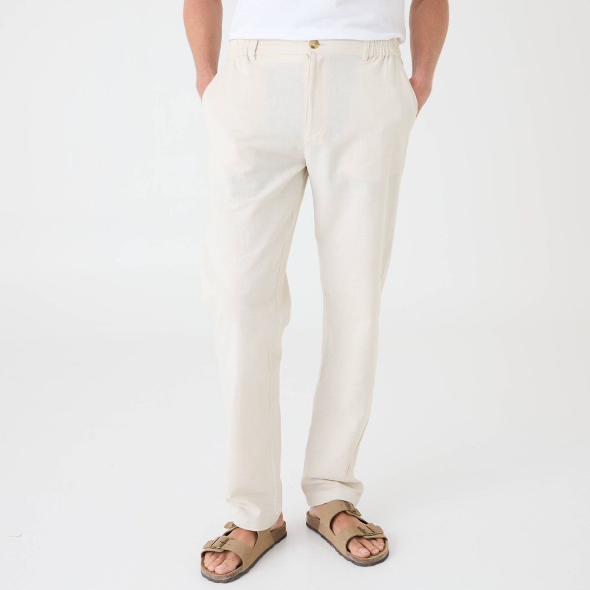 Nohavice zo zmesi bavlny a ľanu s pružným pásom