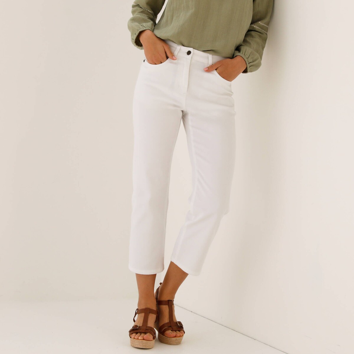 Rovné 7/8 jednofarebné nohavice