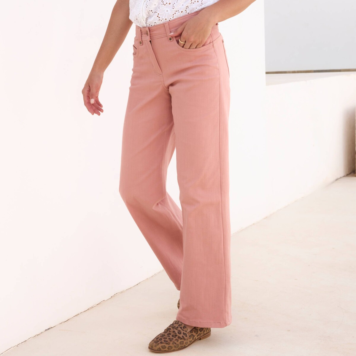 Široké keprové nohavice s 5 vreckami