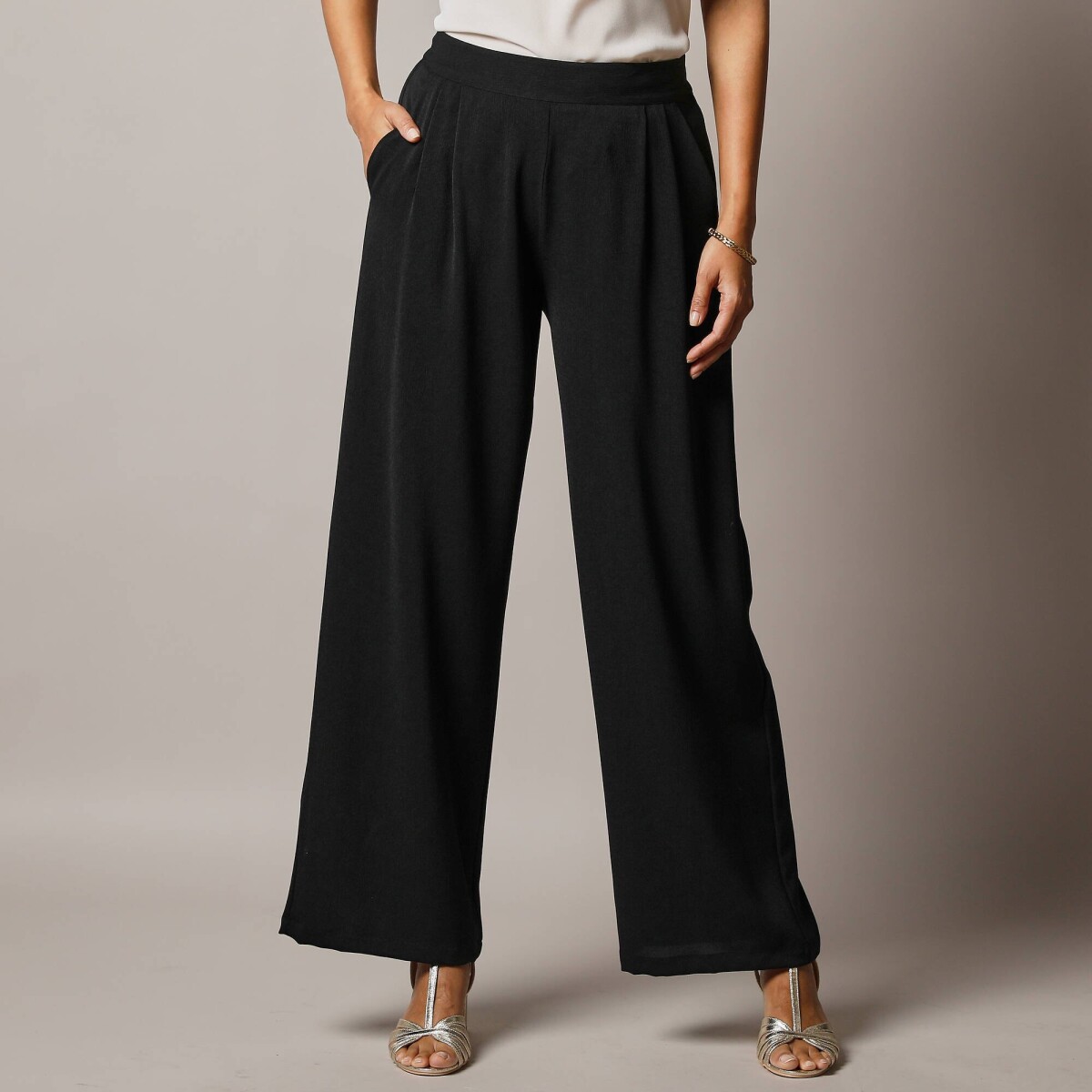 Široké krepové nohavice s vysokým pásom
