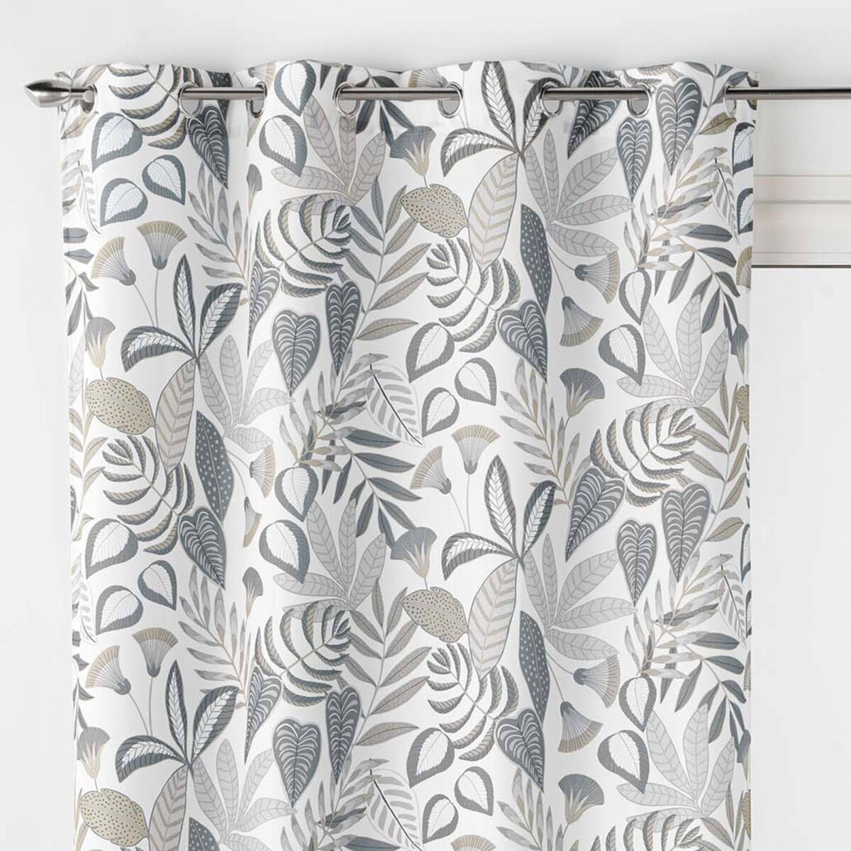 Záves s očkami a rastlinnou potlačou