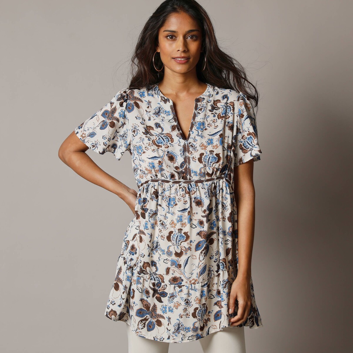 Tunika s výšivkou a potlačou