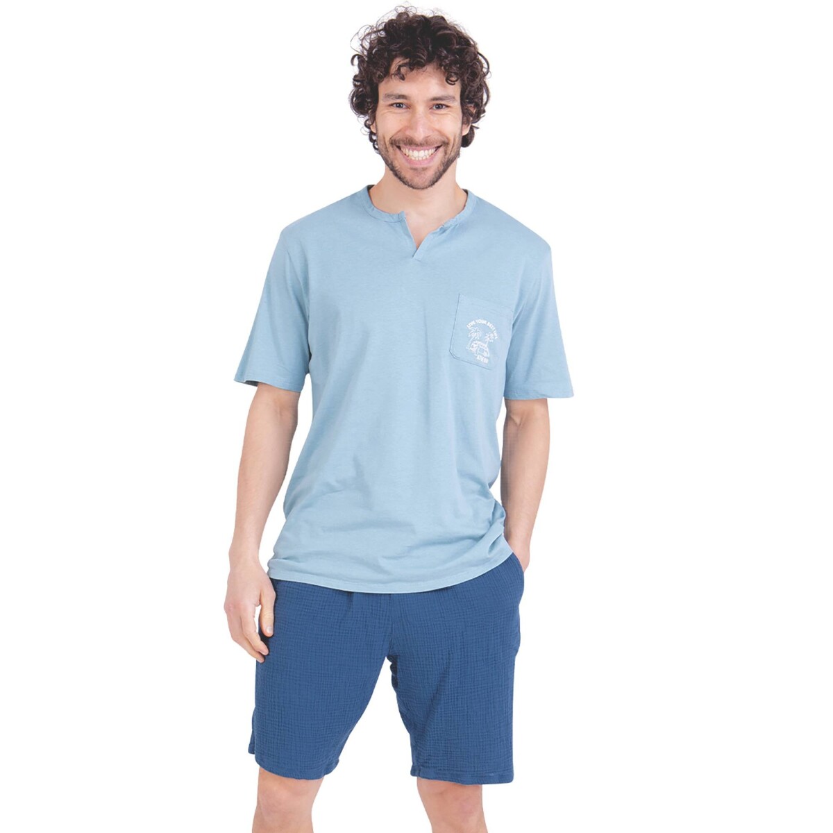 Pyžamo Easy Coton Athena® so šortkami z 2 materiálov