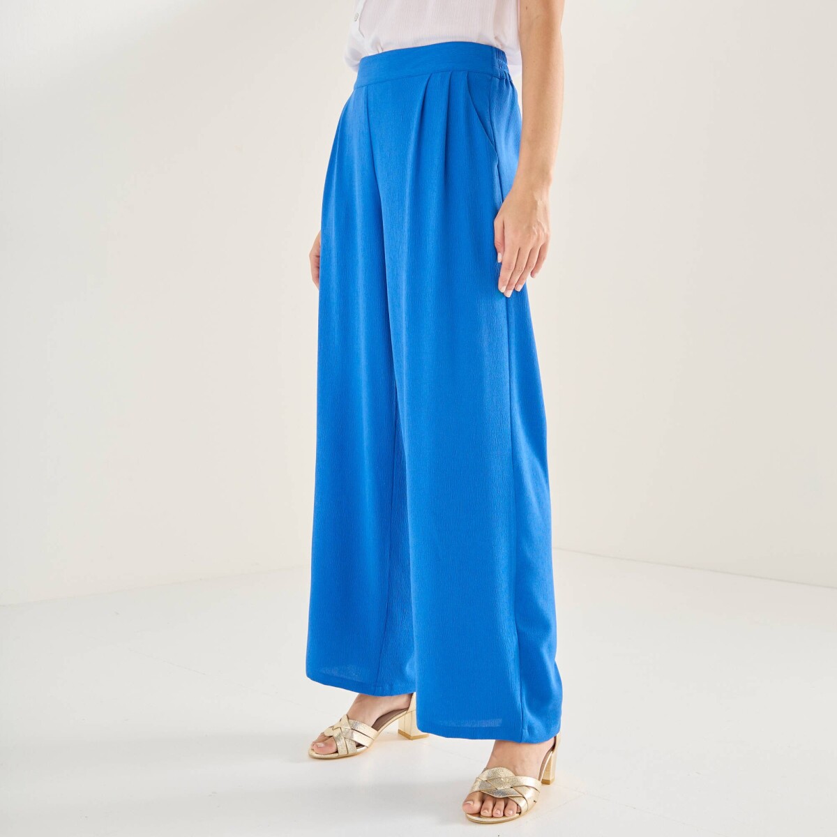 Široké krepové nohavice s vysokým pásom