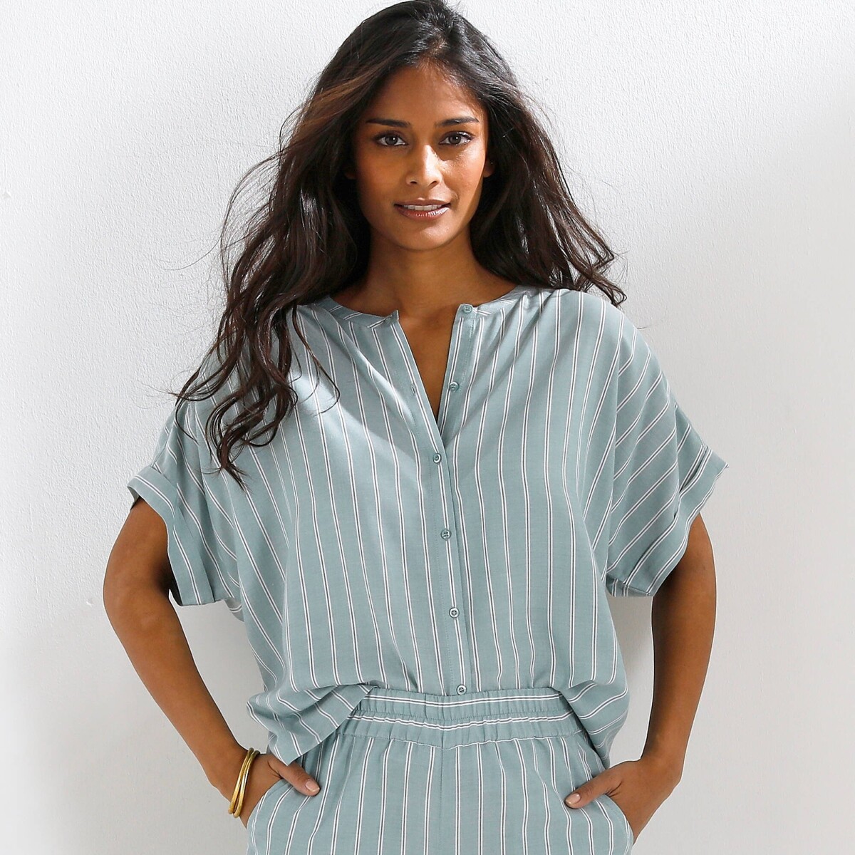 Pruhovaná blúzka s krátkymi rukávmi