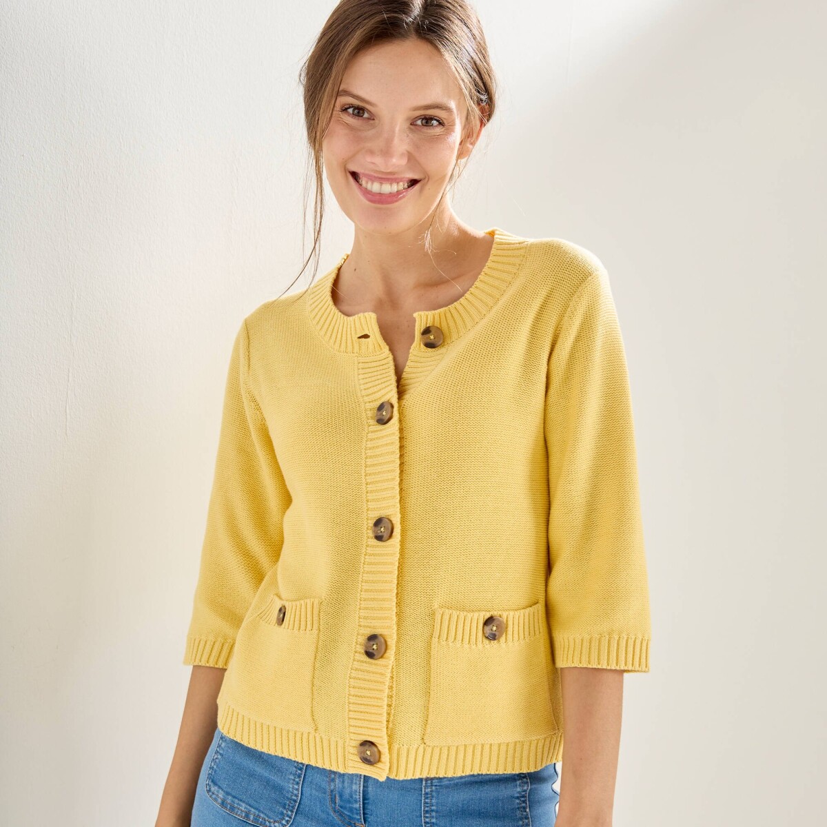 Sveter s vreckami a 3/4 rukávmi