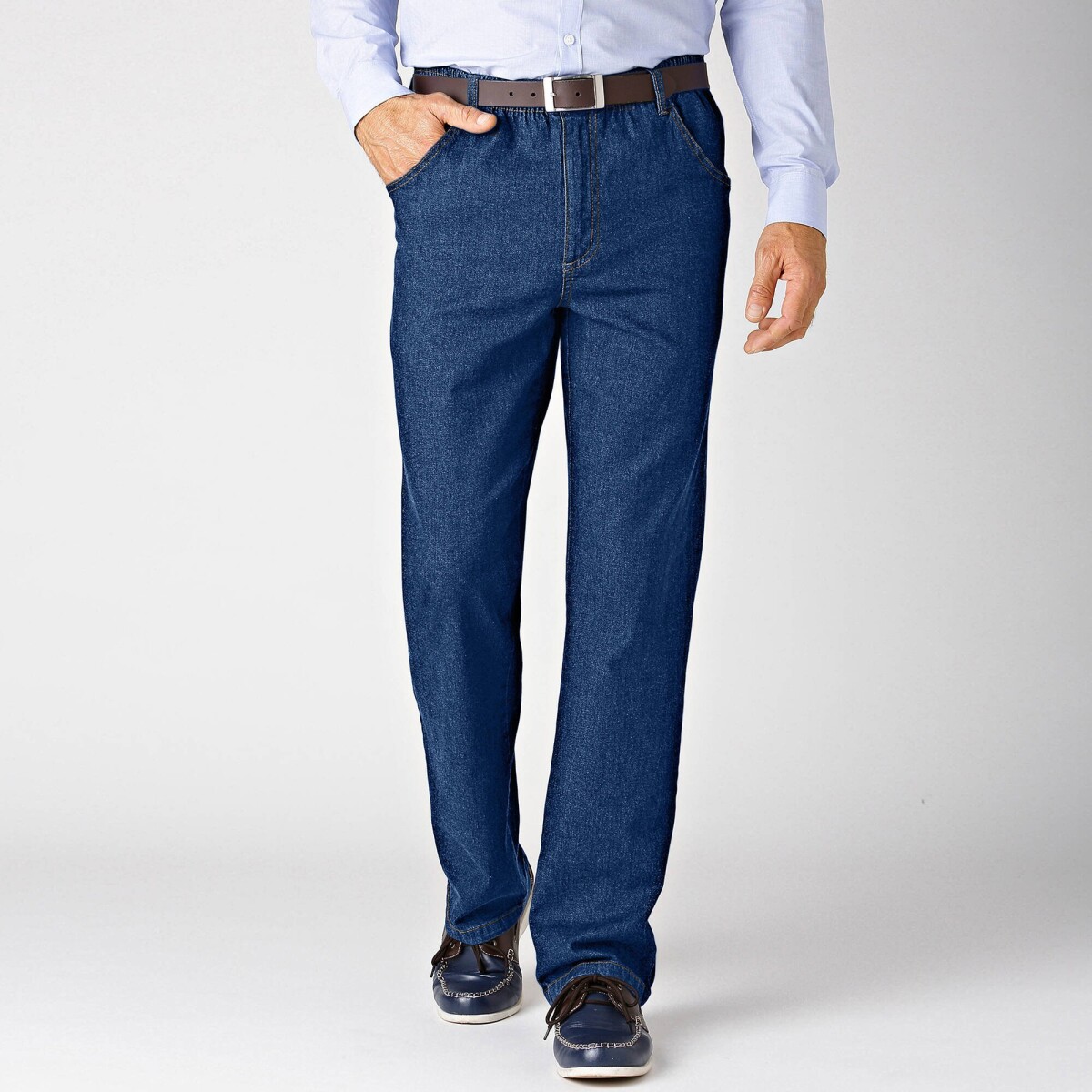 Rovné pružné pohodlné džínsy so 4 vreckami