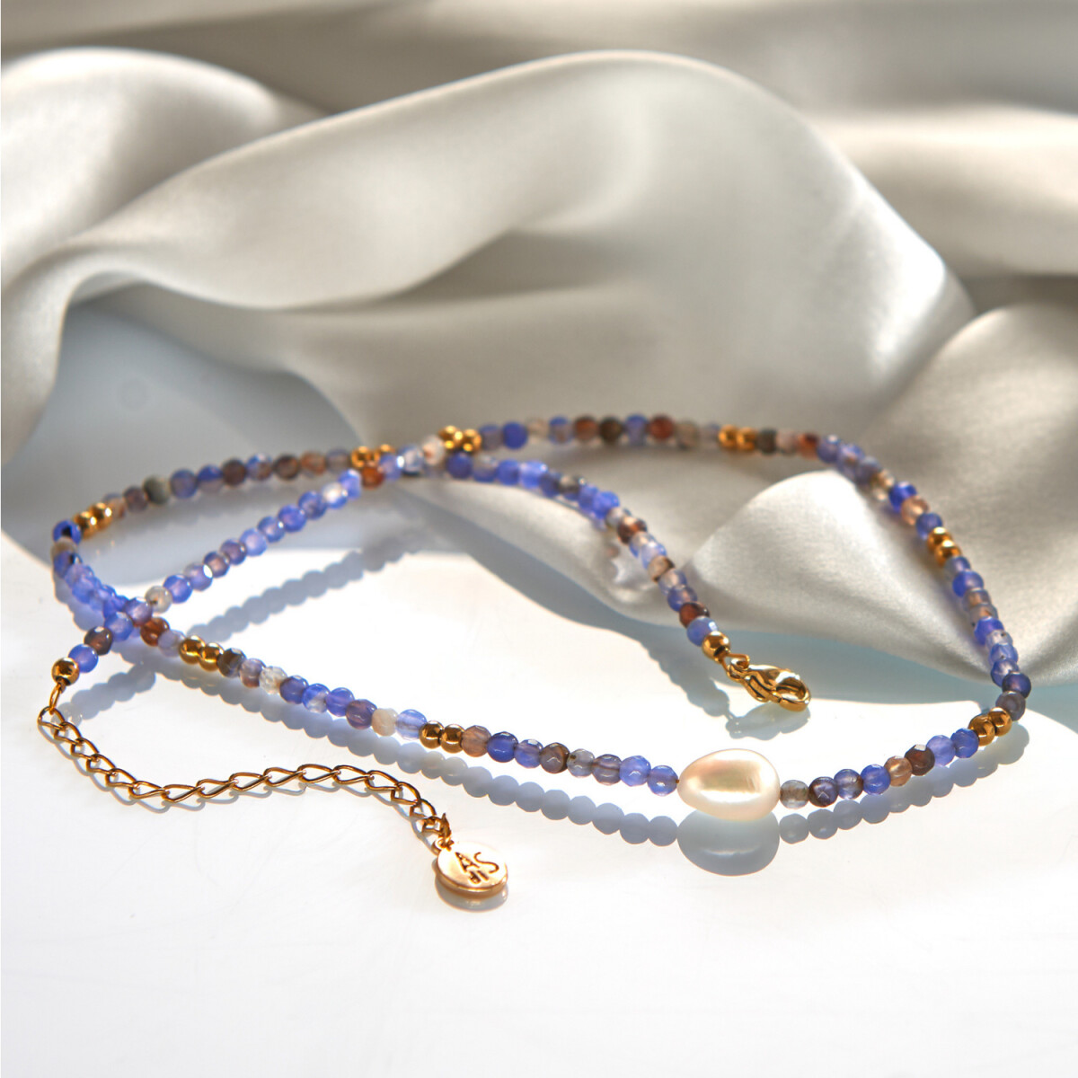 Achátový náhrdelník s perlou