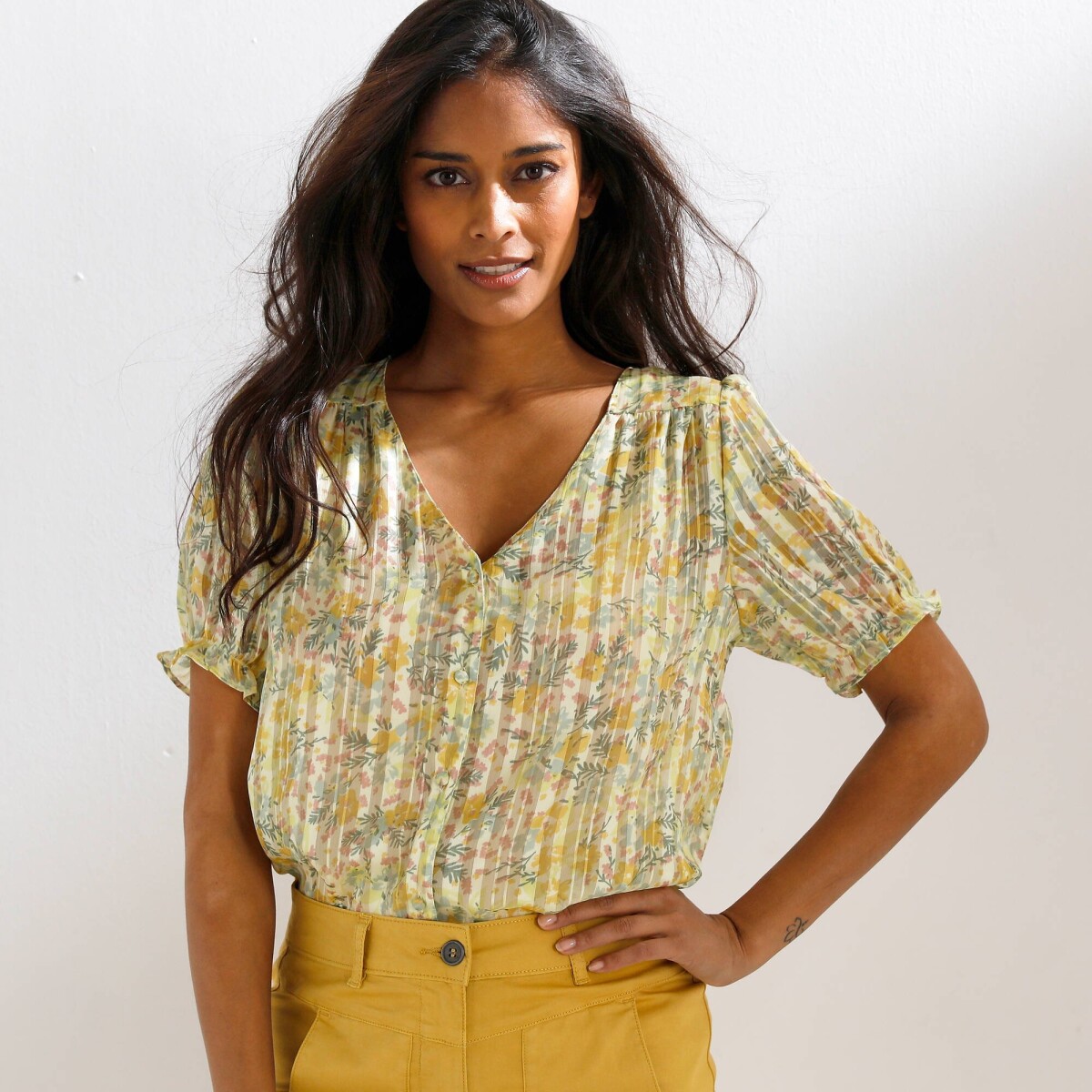 Voálová blúzka s potlačou