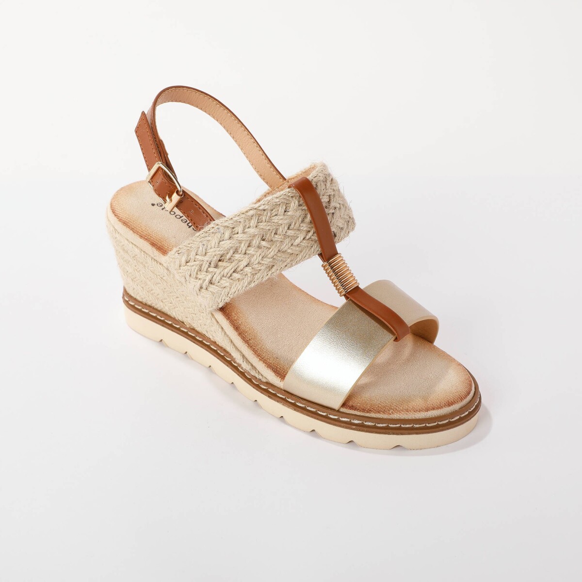 Sandále z 2 materiálov, na podpätku