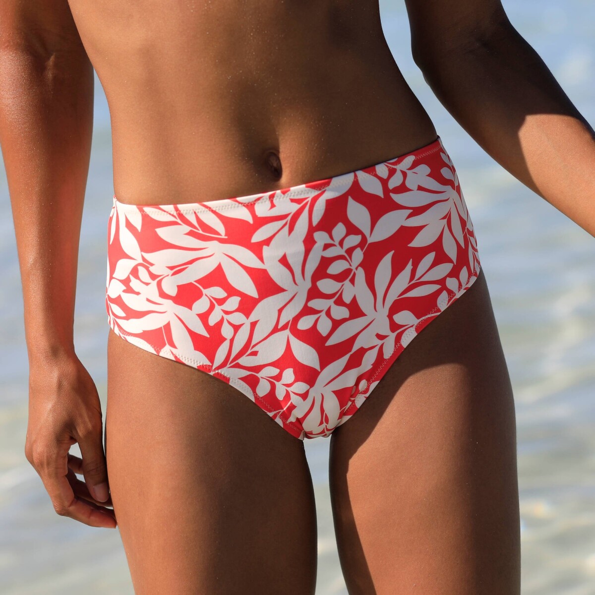 Plavkové nohavičky Linao s vysokým pásom a potlačou