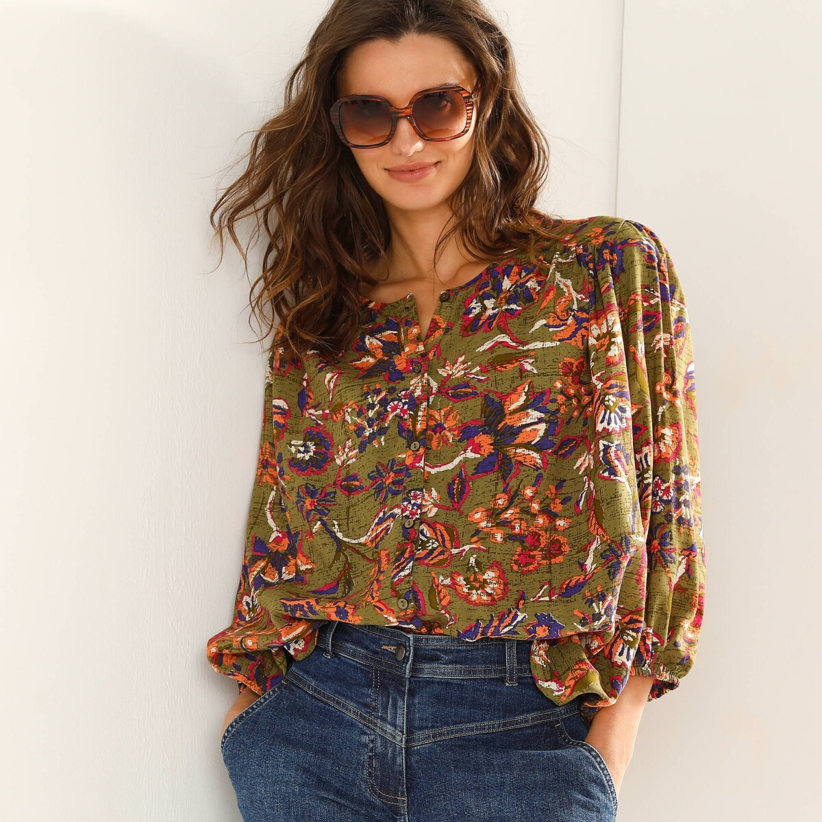 Košeľová blúzka s 3/4 rukávmi